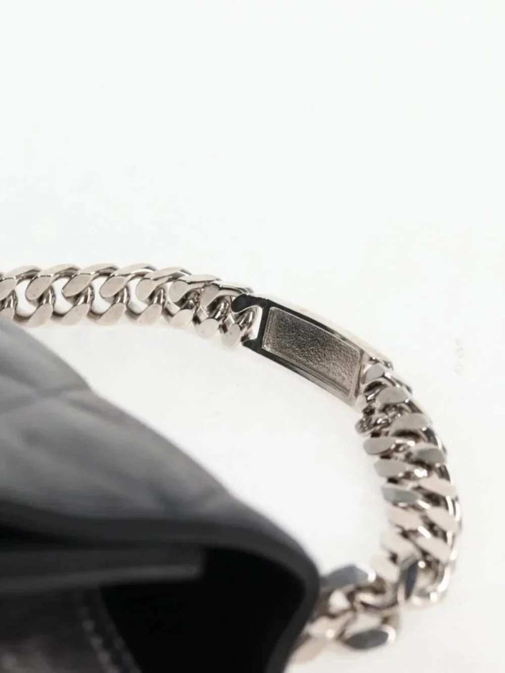 CHANEL Chain Hand Bag Lamb Skin Black Silver CC Auth 138566V